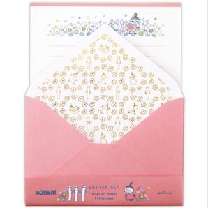 MOOMIN ムーミン レターセット ホールマーク ピンク フラワー金箔加工入り