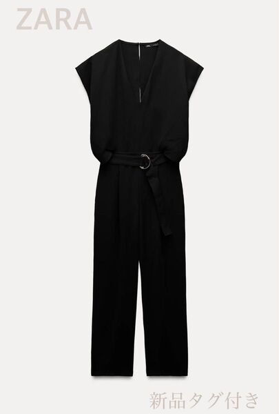 【新品タグ付】ZARA ザラ ベルト ジャンプスーツ ブラック オールインワン