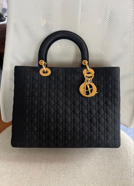 Dior レディディオール カナージュ ハンドバッグ ゴールド金具 オーストリッチ Christian