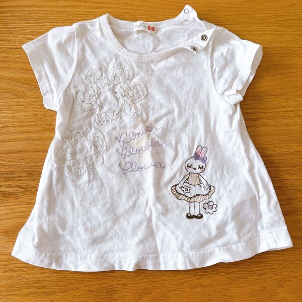 ニットプランナー KP 80 ホワイト 半袖Tシャツ 白 花柄 ミミちゃん