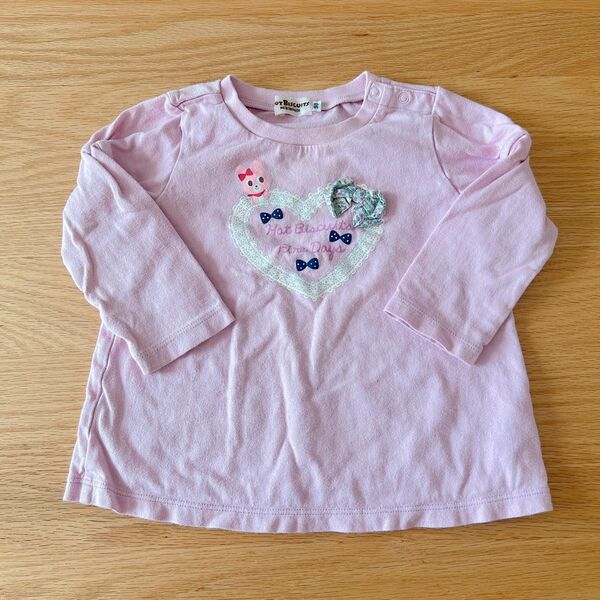 ホットビスケッツ Tシャツ長袖 ミキハウス 90 ピンク パープル