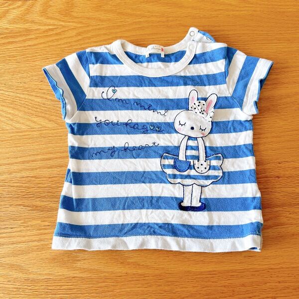 ニットプランナー KP 80 ミミちゃん 半袖Tシャツ 青白ボーダー ストラップ