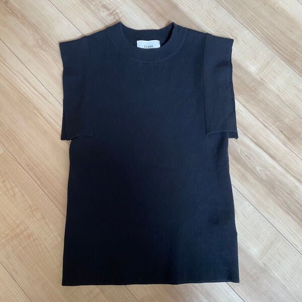 CLANE SQUARE SLEEVE KNIT TOPS ブラック 1