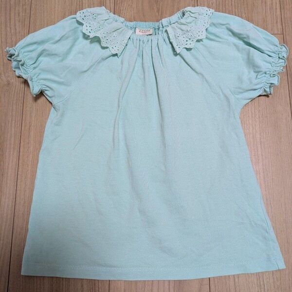 la poche biscuit ミントグリーン フリルTシャツ 130cm