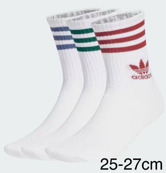 新品 アディダス 25-27cm ソリッド ミッドクルーソックス 3色セット
