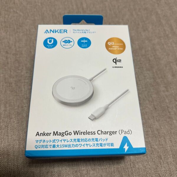 ワイヤレス充電器 Anker MagGo Wireless Charger (Pad) ホワイト おくだけ充電 Qi2対応