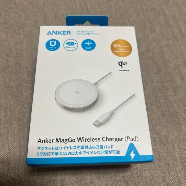 ワイヤレス充電器 Anker MagGo Wireless Charger (Pad) ホワイト おくだけ充電 Qi2対応