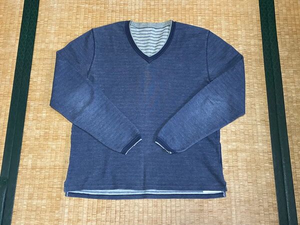 106. アーバン リサーチ URBAN ダークブルー Vネック 長袖カットソー 38 複数購入対応 割引対応あり