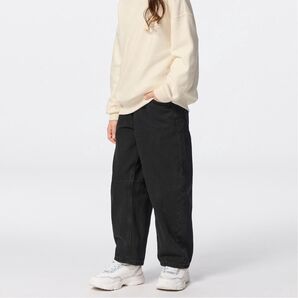 美品 GU バレルレッグジーンズ キッズ ダークグレー ブルー 2点セット 100