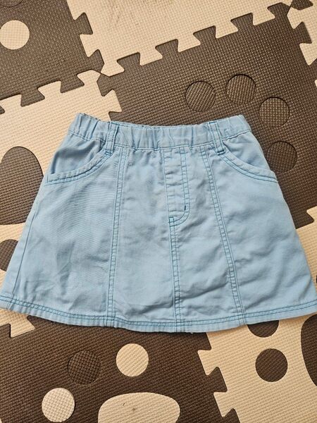 120 スカパン ユニクロ ライトブルースカート可愛いスカパン インパン スカートインパンツ UNIQLO シンプル
