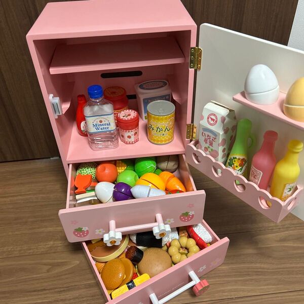 マザーガーデン 冷蔵庫 おままごとセット ピンク 木製 ごっこ遊び まとめ売り