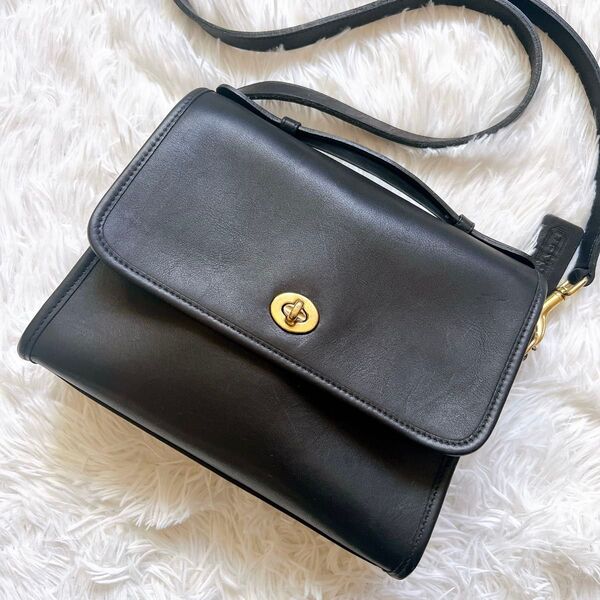 【美品】COACH オールド コーチ ターンロック ショルダーバッグ 2way ブラック