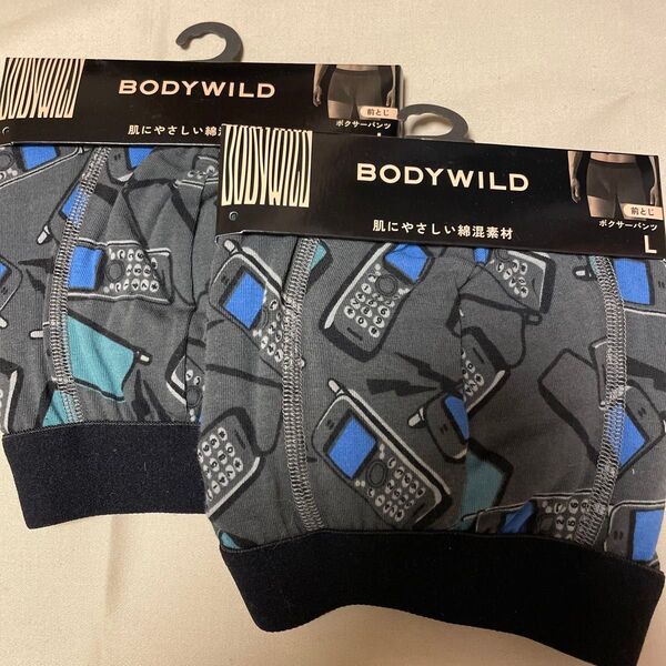 BODY WILD ボディワイルドボクサーパンツ モバイルフォン柄 L 2枚セット