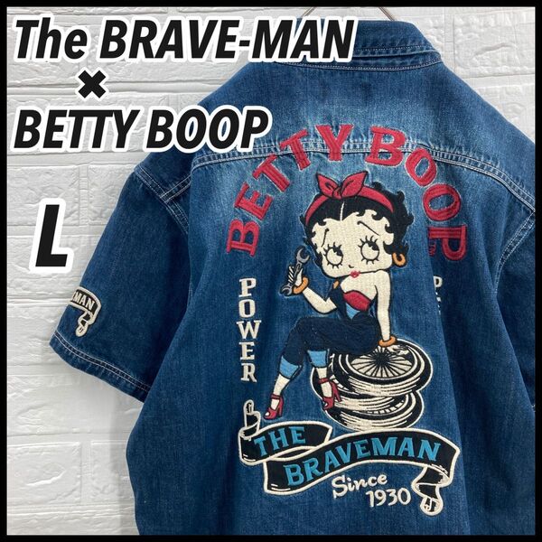 【入手困難!!】THE BRAVE-MAN ベティー アーチ刺繍ロゴデニムシャツ
