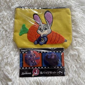 ズートピア Happyくじ ポーチ ジュディ 缶バッジ