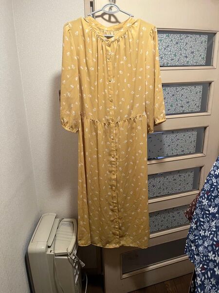 花柄 ロングワンピース イエロー