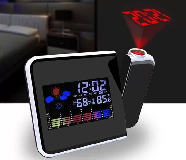LEDデジタル時計 目覚まし時計 温度計 湿度計 投影機能付き