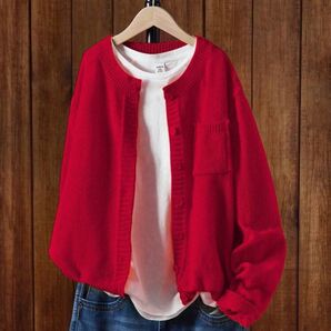 SHEIN Unity 無地カジュアルカーディガン レッド