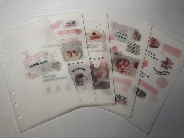 30 ピンクコラージュノート風 貯金リフィル A6