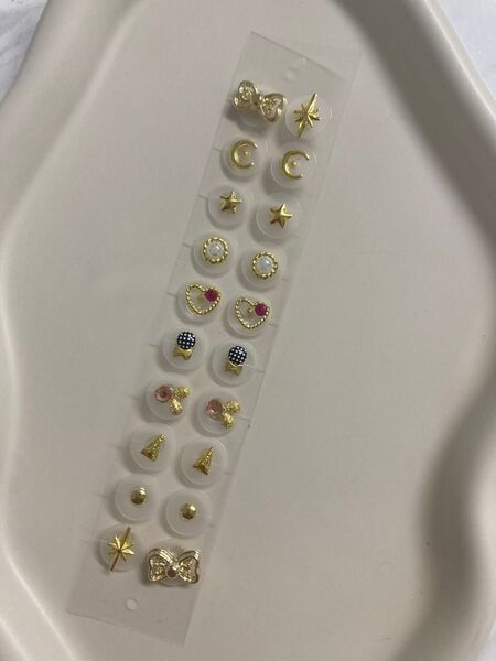 耳つぼジュエリー 20粒 ハンドメイド 耳ツボ リボン
