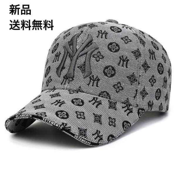 激レア物★新品 NYモノグラムロゴ グレー ベースボールキャップ CAP 帽子 ストリート好きな方へオススメ \SALE開催中/