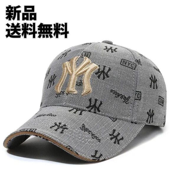 激レア物★新品 NYCモノグラムロゴ グレー ベースボールキャップ CAP 帽子 ストリート好きな方へオススメ \SALE中!/