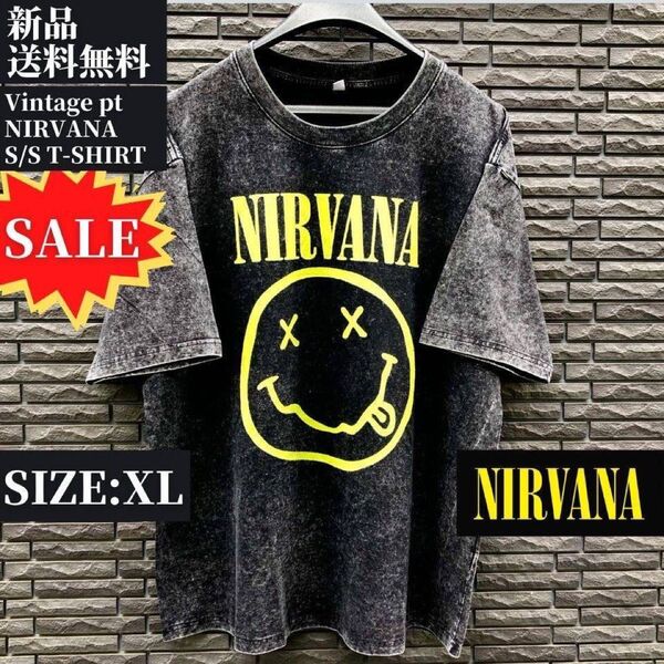 大好評★新品・ヴィンテージ加工 NIRVANA ニルヴァーナバンドTシャツ バンT・XL・ストリート系・古着系好きな方へオススメ★