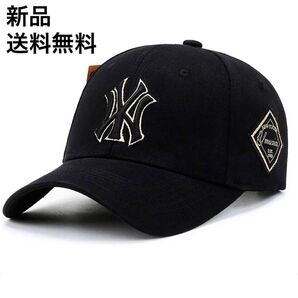 激レア物★新品 NYゴールドロゴ刺繍 ブラック ベースボールキャップ CAP 帽子 ストリート好きな方へオススメ \SALE中!/