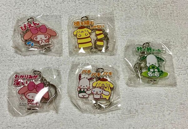 ★無言取引不可★バラ売り可★推しにときめく サンリオキャラクターズ つなげるアクリルキーホルダー 5点セット