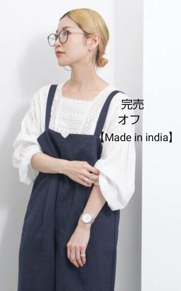サマンサモスモスブルー Made in India レースピンタックブラウス新品オフ 完売