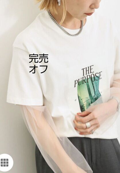 サマンサモスモスブルー 【シルケットバイオ】フォトTシャツ新品オフホワイト 完売