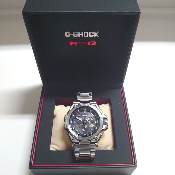 美品カシオ ジーショックMTG-G1000 GPS グレー×ブルー電波ソーラー CASIO G-SHOCK 稼働品 腕時計