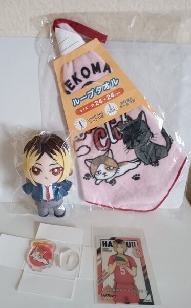 ハイキュー chibiぬいおすわりマスコット ループ付きタオル クリアカード ミニアクリルスタンド 孤爪研磨グッズまとめ売り