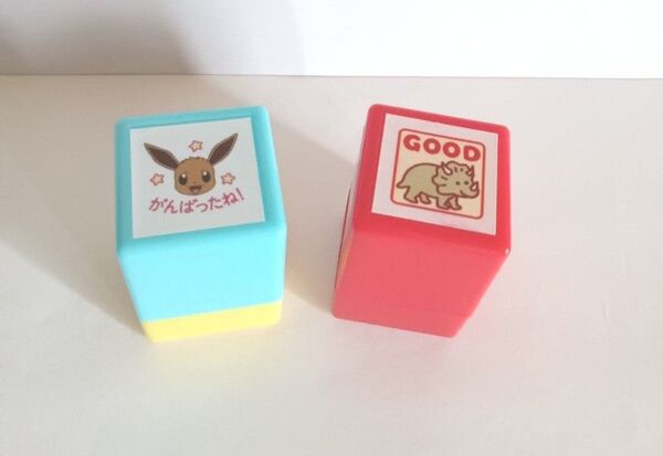子供向けごほうびスタンプ トリケラトプス ポケモン(イーブイ) 赤インク ㈱こどものかお