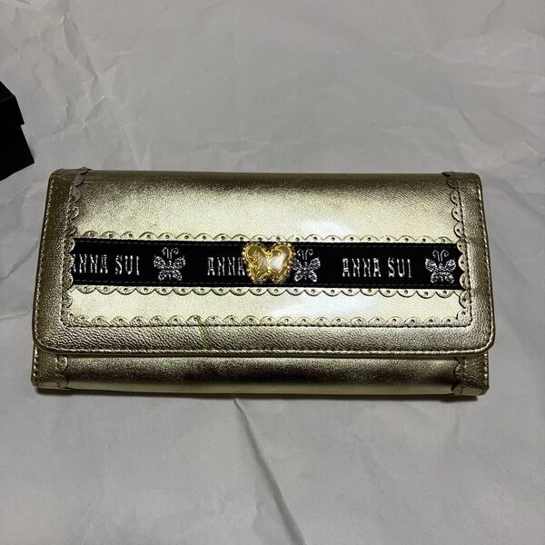 【ANNA SUI / アナスイ】 イエローゴールド / がま口 長財布 バタフライ