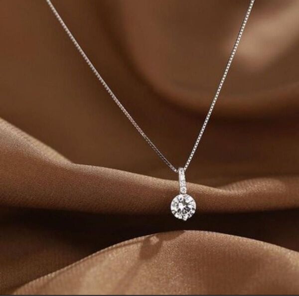 新品 モアサナイト 1ct ラウンド ブリリアント ネックレス S925 レディース アクセサリー シルバーカラー プレゼント 銀