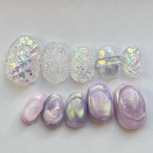 うるうるグラスネイル アシンメトリー ニュアンス ネイルチップ