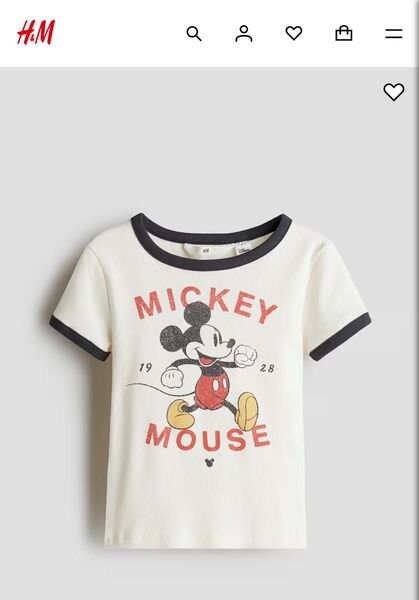 h&m ディズニー ミッキー ディズニーコラボ Tシャツ 半袖 ホワイト キッズ 145〜150センチ