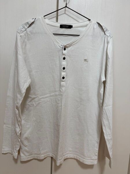 BURBERRY BLACK LABEL ヘンリーネック 長袖Tシャツ ホワイト