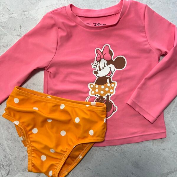 水着 女の子 セパレート ピンク 長袖 黄色 イエロー ミニーマウス ディズニー 水玉 ドット gap ギャップ