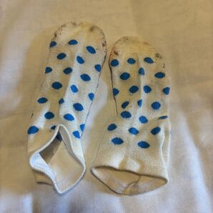 靴下 白 ホワイト 水玉 ドット 使用済み