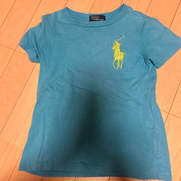 ポロラルフローレン キッズTシャツ 120 刺繍ロゴ ターコイズブルー