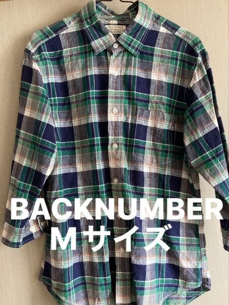 BACK NUMBER バックナンバー チェックシャツ サイズM シャツ 七分袖 コットン リネン 麻 チェック柄