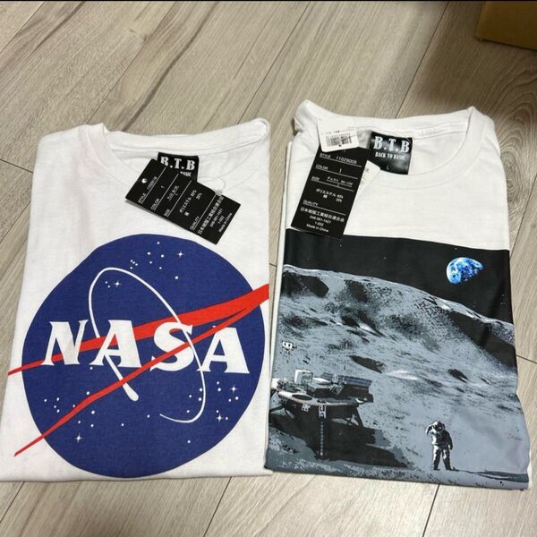 新品 NASAtシャツ ナサ メンズ 2枚セット 2枚まとめて売り Lサイズ 白