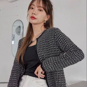 新品未使用 SHEIN DAZY ツイードコート オープンフロント チェック柄