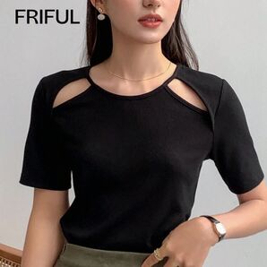 新品未使用 SHEIN FRIFUL ホロー アウト Tシャツ