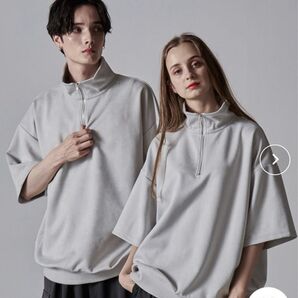 【CLEL】ハーフジップ デザイン 半袖プルオーバー