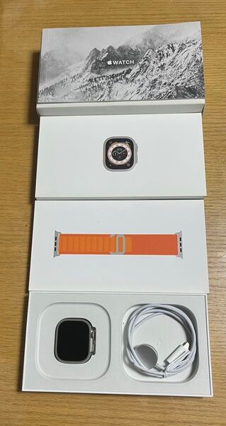 ◇Apple Watch Ultra 49mm GPS+Cellular チタニウムケース/オレンジアルパインループ