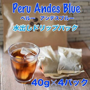 送料無料/ペルー アンデスブルー(中深煎り)/水出しコーヒー40g4パック