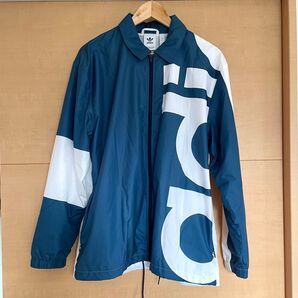 adidas コーチジャケット ウィンドブレーカー ブルー Lサイズ